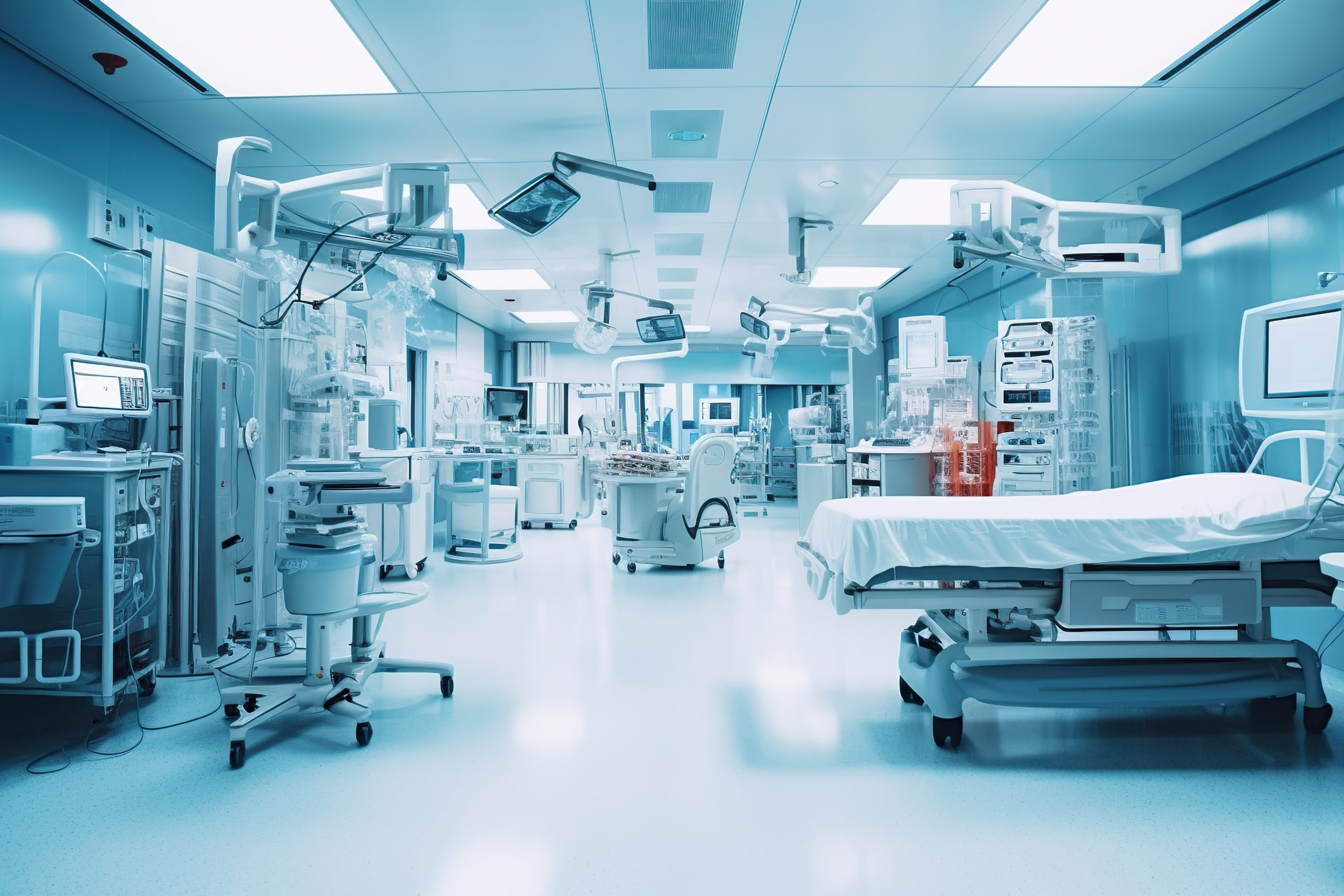 Photo of automobile production line. Welding car body. Modern car assembly plant. Auto industry. Interior of a high-tech factory, modern production.